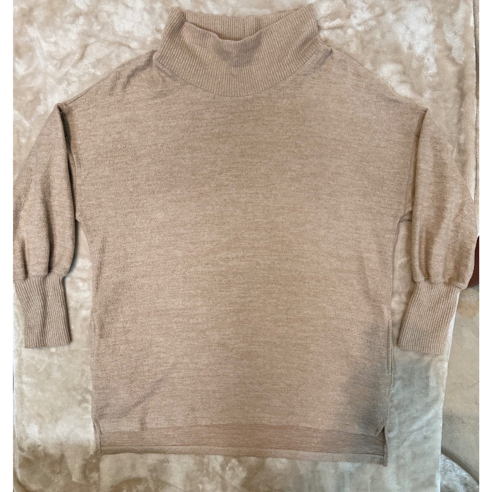 CHERISH Women Oatmeal Turtleneck Sweater‎ Dolman Sleeve Casual Cozy Soft Pockets